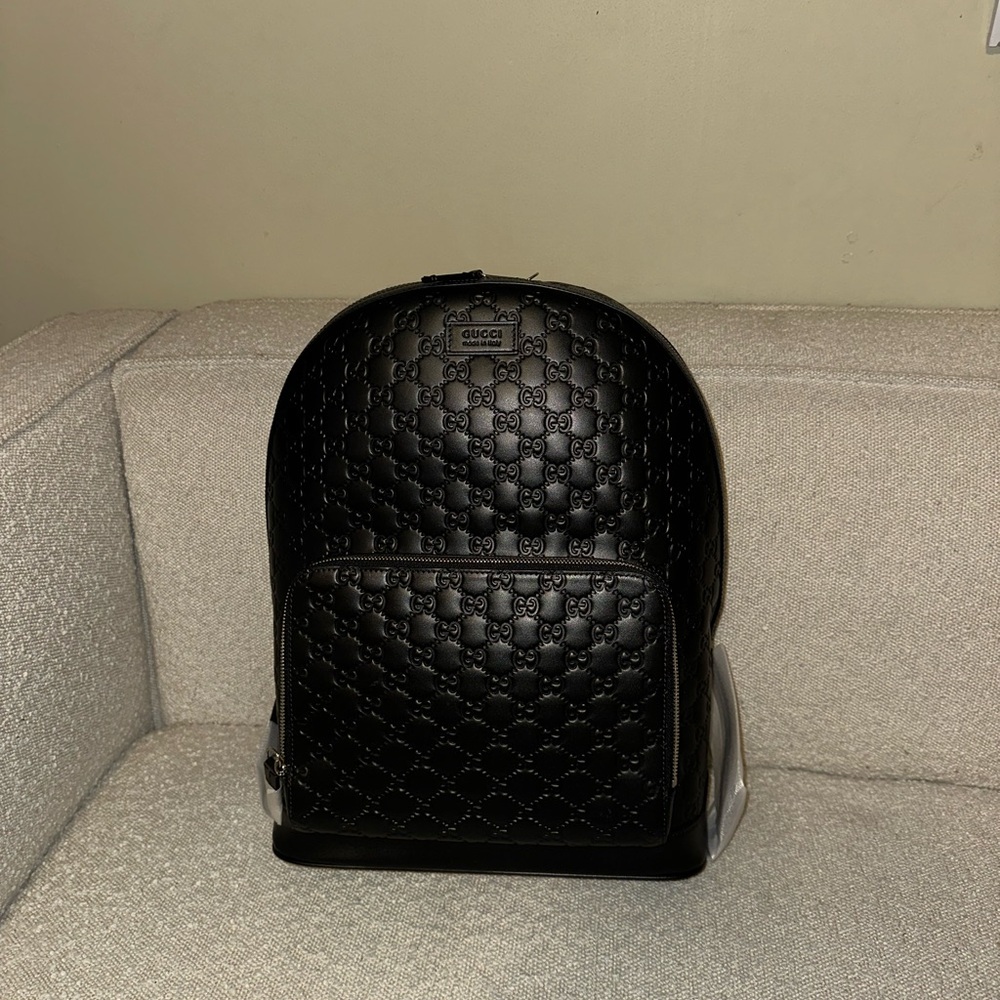 Gucci Embossed Black Backpack